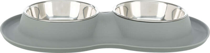 Trixie Zestaw misek dla psa/kota szary silikon/stal nierdzewna 2x0.4l/14cm 32x6x17cm