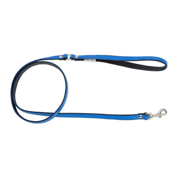 Barry King Smycz skórzana dla psa niebieski/czarny M-L 20mm/120cm