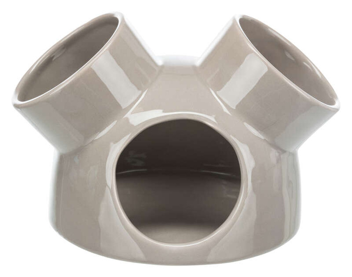 Trixie ceramiczny domek z 3 wejściami dla myszy szarobrązowy 16×12cm
