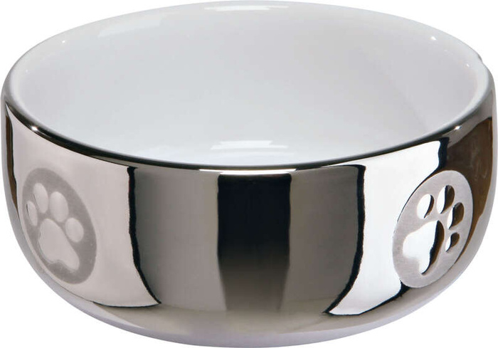 Trixie Miska ceramiczna 0,3l/11cm srebrno/biała