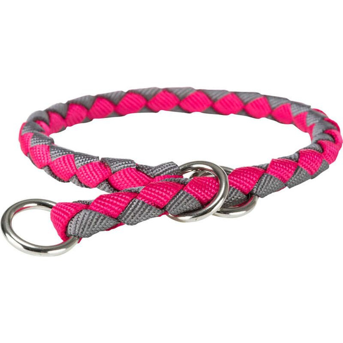 Obroża zaciskowa Cavo S: 30-36cm/12mm fuksja/grafit Taśma parciana