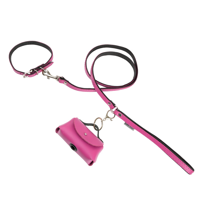 Barry King Smycz skórzana dla psa różowy/czarny M-L 20mm/120cm