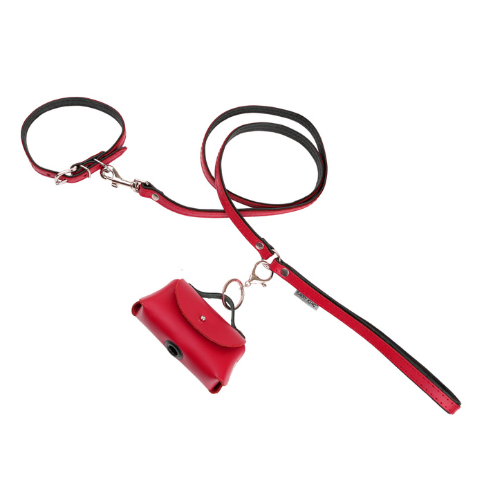 Barry King Smycz skórzana dla psa czerwony/czarny M-L 20mm/120cm