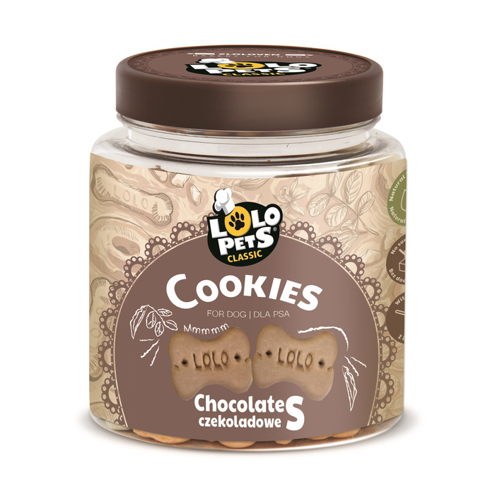 Lolo Pets Ciastka dla psa kości S czekoladowe w słoikach 210g