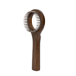 Barry King Zgrzebło typu ring dla zwierząt drewno bukowe stal 8,1x20,6 cm