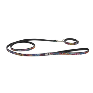 Barry King Smycz dla psa skórzana Kwiaty XS-S 12mm/120cm