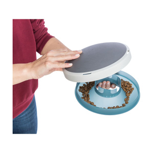 Trixie Miska dla psa Slow Feeding Rocking Bowl szara niebieska plastik/TPR 0,5l/23cm spowalniająca jedzenie