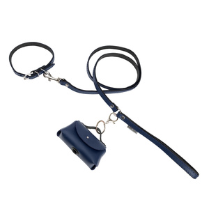 Barry King Smycz skórzana dla psa granatowy/czarny M-L 20mm/120cm