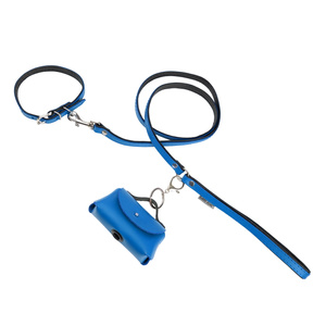 Barry King Smycz skórzana dla psa niebieski/czarny M-L 20mm/120cm