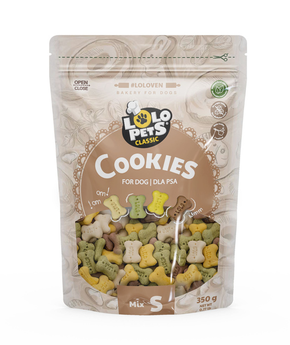 Lolo Pets Ciastka dla psa kości S w folii doypack 350g