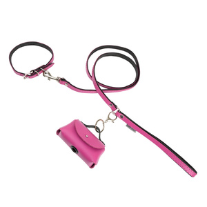 Barry King Smycz skórzana dla psa różowy/czarny M-L 20mm/120cm