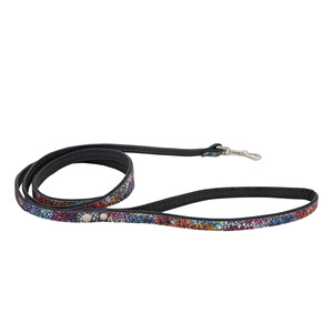 Barry King Smycz dla psa skórzana Kwiaty XS-S 12mm/120cm