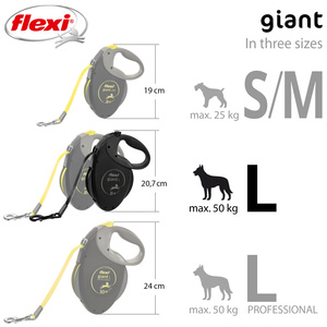 Flexi Giant L Black Edition smycz automatyczna dla psa taśma 8m