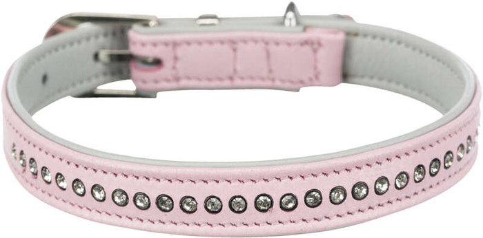 Obroża z kryształami górskimi Active Comfort S-M: 27-33cm/15mm różowa
