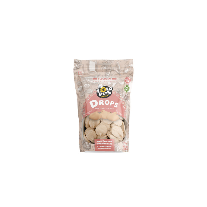 Lolo Pets Dropsy o smaku szynki z witaminami dla psa 75g