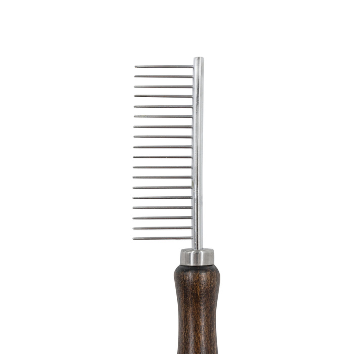 Barry King Grzebień dla zwierząt z metalową nasadą drewno bukowe 18 pinów 3,1x18,7 cm