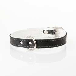 Barry King Obroża Skóra Łoś 20mm/45cm czarny biały