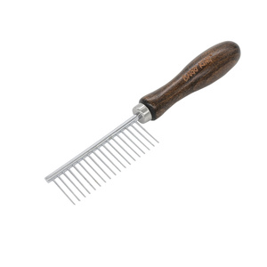 Barry King Grzebień dla zwierząt z metalową nasadą drewno bukowe 18 pinów 3,1x18,7 cm