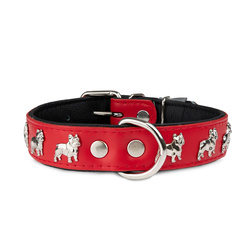 Barry King Obroża wzór super bulldog francuski 30mm/55cm czerwono/czarna