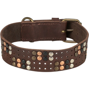 Trixie Rustic Rivet obroża dla psa  z grubej skóry ciemnobrązowa M: 38-47cm/40mm
