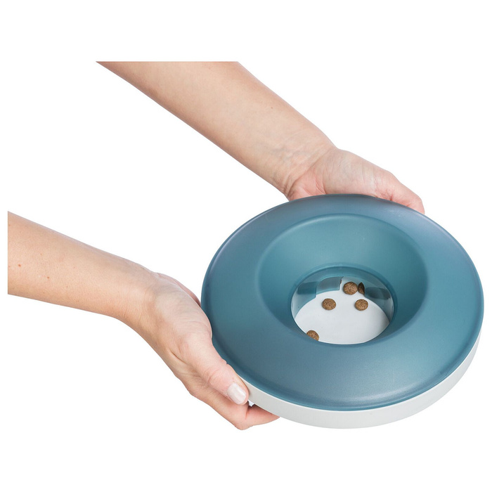 Trixie Miska dla psa Slow Feeding Rocking Bowl szara niebieska plastik/TPR 0,5l/23cm spowalniająca jedzenie