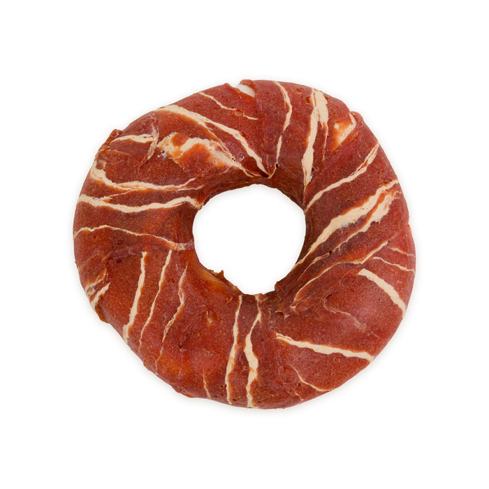 Hau&Miau Pausesnack przysmak dla psa donaty ze skóry owinięte kaczką marmurkową 7-8cm 500g