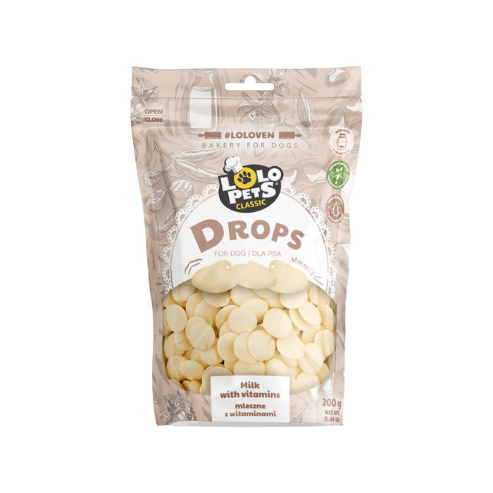 Lolo Pets Dropsy mleczne z witaminami dla psa 200g