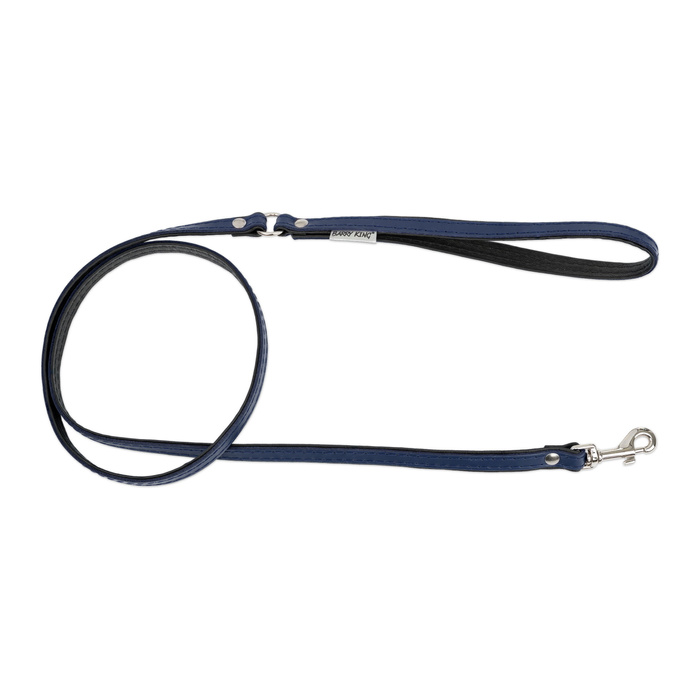 Barry King Smycz skórzana dla psa granatowy/czarny M-L 20mm/120cm