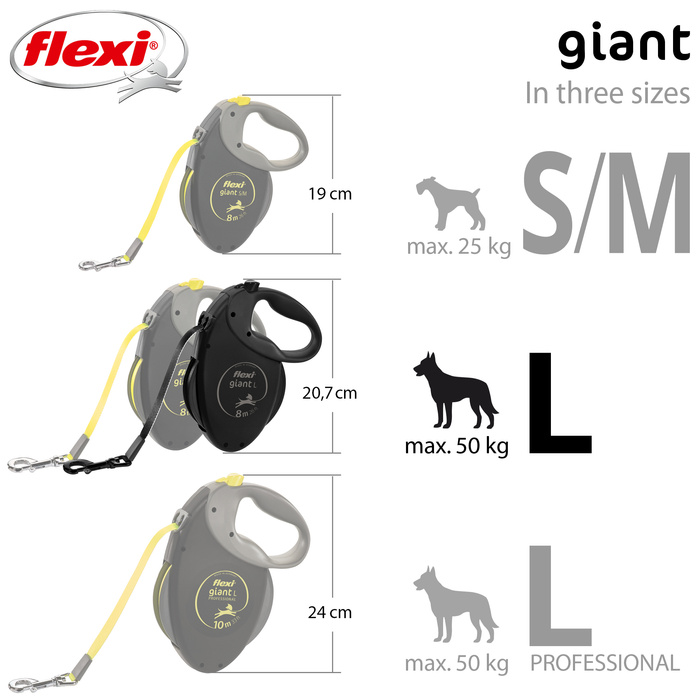 Flexi Giant L Black Edition smycz automatyczna dla psa taśma 8m
