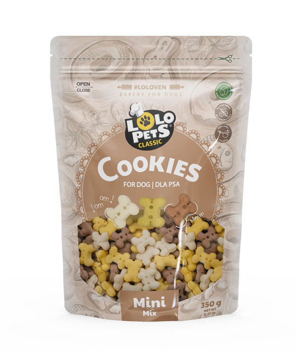Lolo Pets Ciastka dla psa kosci mini mix w folii doypack 350g