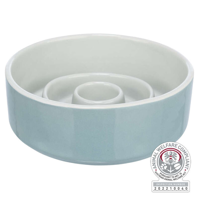 Trixie Miska ceramiczna Slow Feeding szaro/niebieska 0,45l/14cm