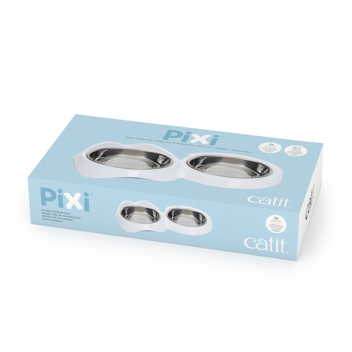 Catit Pixi podwójna miska dla kota biała 31,8x16,9x5,7 2x200ml