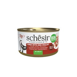 Schesir Complements karma mokra dla kotów tuńczyk z barweną w galarecie 70g puszka