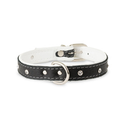 Barry King Obroża Skóra Łoś Kryształ 20mm/45cm biały