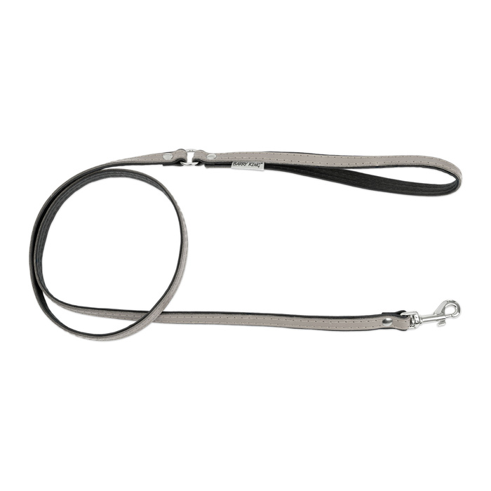 Barry King Smycz skórzana dla psa szary/czarny M-L 20mm/120cm
