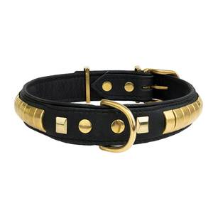 Barry King Obroża dla psa wzór exclusive gold skóra natłuszczana 35mm/65cm czarna