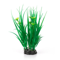 Aqua Natura Roślina do dekoracji akwarium zielona plastikowa 20cm trawa morska żółte kwiaty