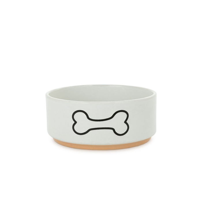 Barry King Miska dla psa biała nadruk kość ceramiczna na podstawce 12cm