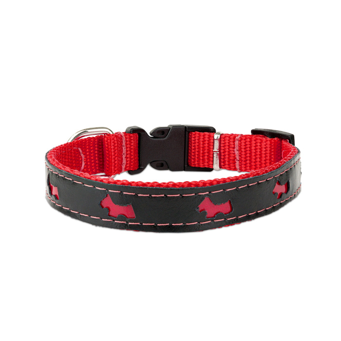 Barry King Obroża dla psa wzór pieski odblaskowa plastik 20mm/35cm czerwona