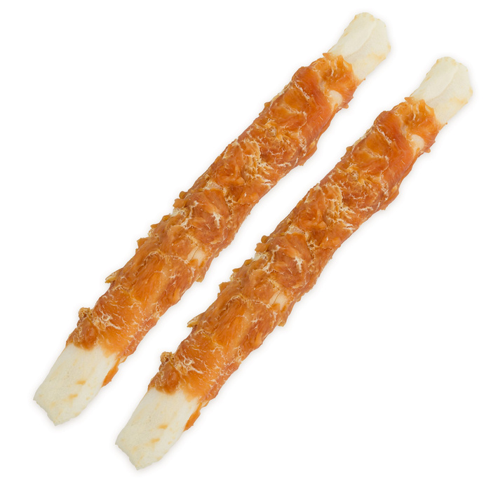Hau&Miau Pausesnack przysmak dla psa patyk ze skóry owinięty kurczakiem 24cm śr. 3,2cm 500g