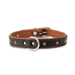 Barry King Obroża Skóra Łoś Kryształ 20mm/35cm koniak