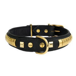 Barry King Obroża dla psa wzór exclusive gold skóra natłuszczana 35mm/65cm czarna
