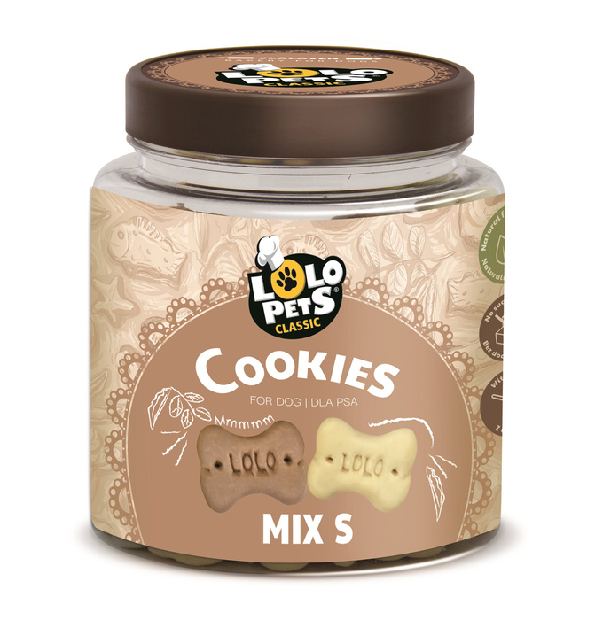 Lolo Pets Ciastka dla psa kości S mix w słoikach 210g