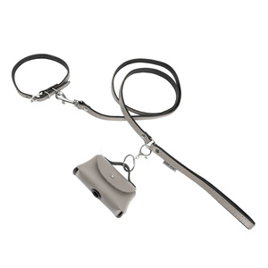 Barry King Smycz skórzana dla psa szary/czarny M-L 20mm/120cm