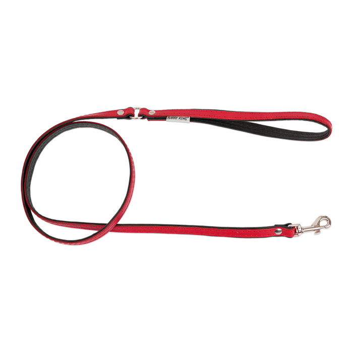 Barry King Smycz skórzana dla psa czerwony/czarny M-L 20mm/120cm