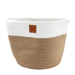 Barry King Kosz na zabawki biały/beżowy materiał sznurek bawełniany rozmiar 25x25cm