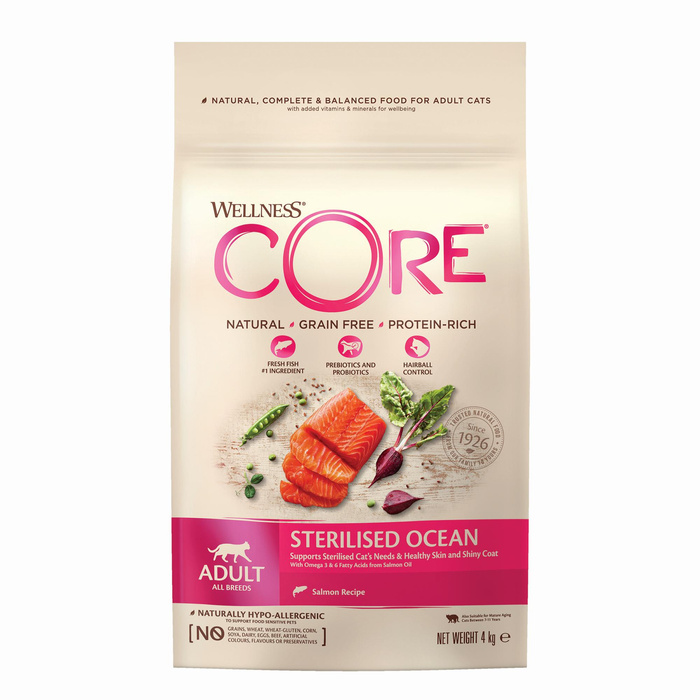 Wellness Core Sterilised Ocean karma sucha dla dorosłych kotów po sterylizacji łosoś 4 kg