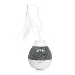 Catit Pixi Spinner zabawka karmiąca z piórkiem dla kota biało/szara 8,5x24cm