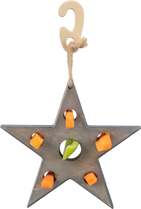 Trixie Xmas Gwiazda na przysmaki zabawka dla gryzoni drewno/sizal szara 14x17cm