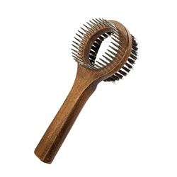 Barry King Zgrzebło typu ring dwustronne ze szczotką  dla zwierząt drewno bukowe stal włosie sztuczne 8,1x20,6cm